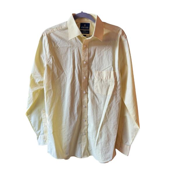 Stafford Yellow Fitted Dress Shirt 15.5 x 34/35 Easy-Care Cotton Blend - Picture 3 of 7